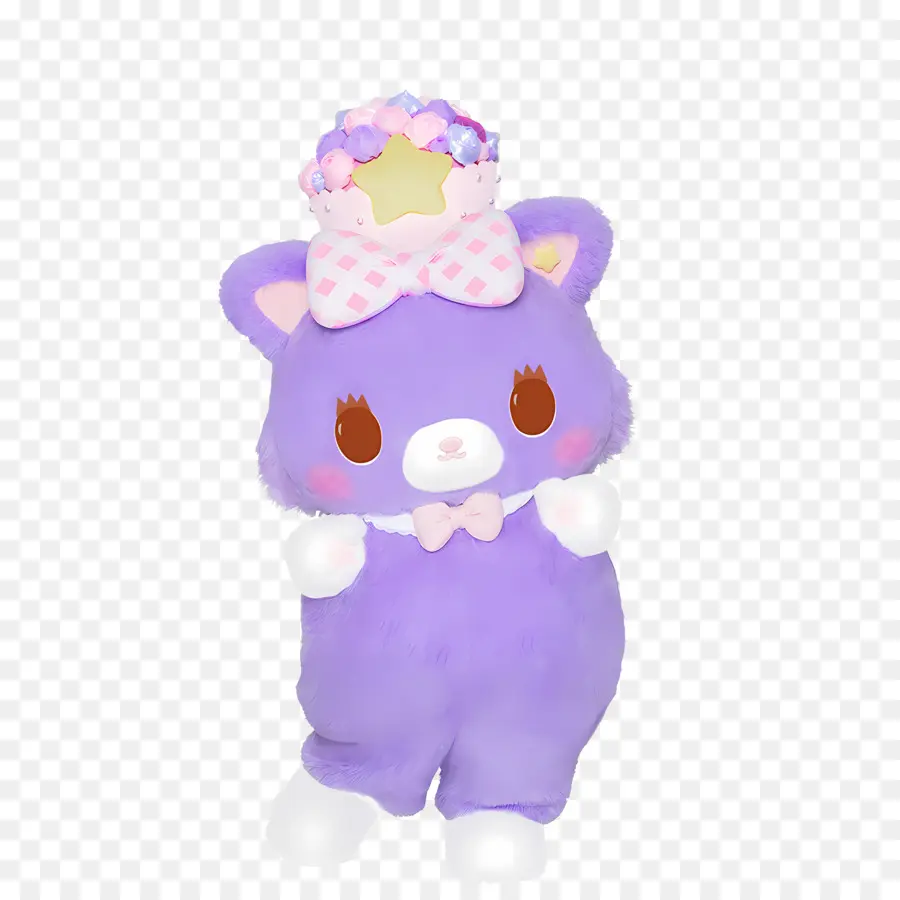 Miau，Urso Roxo Com Laço PNG