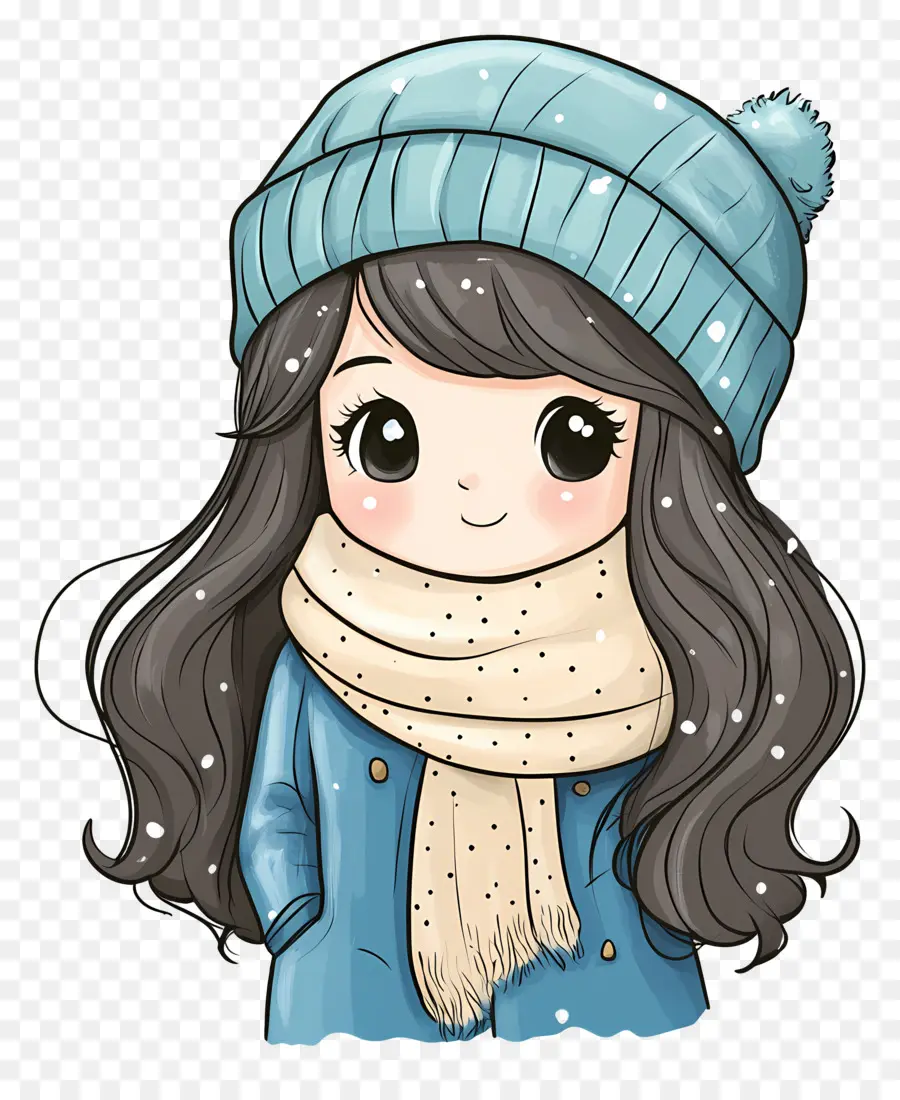 Garota De Inverno，Menina Com Cabelo Azul PNG