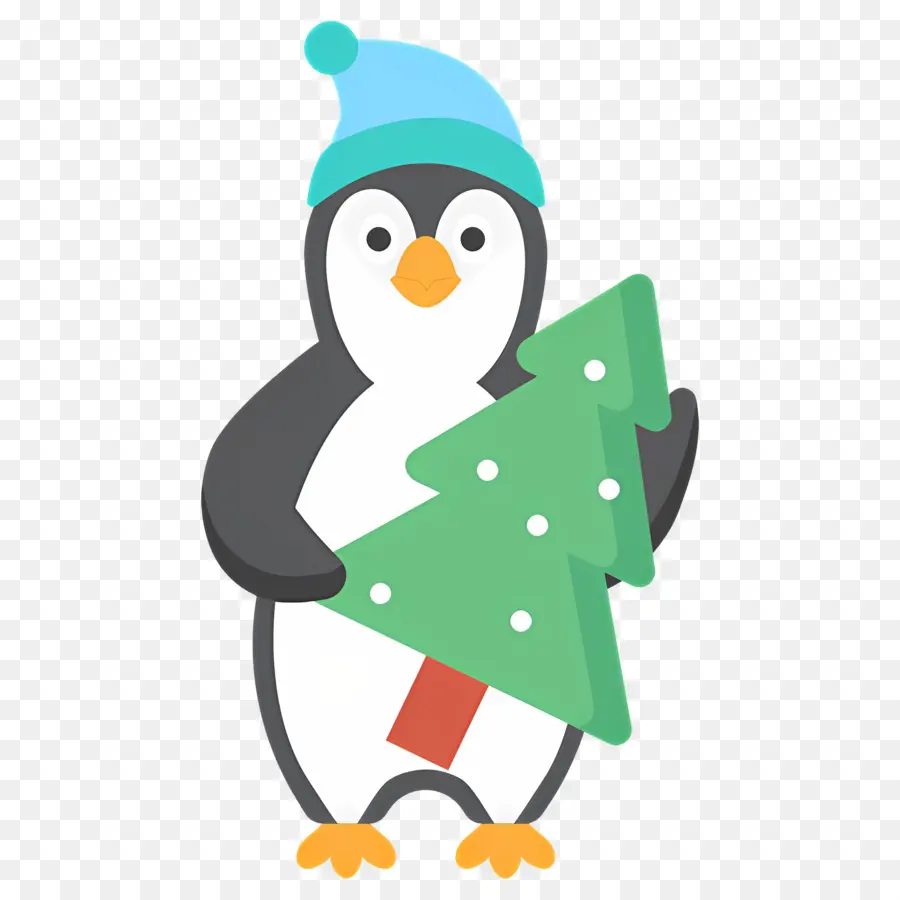 Pinguim De Natal，Pinguim Com árvore De Natal PNG