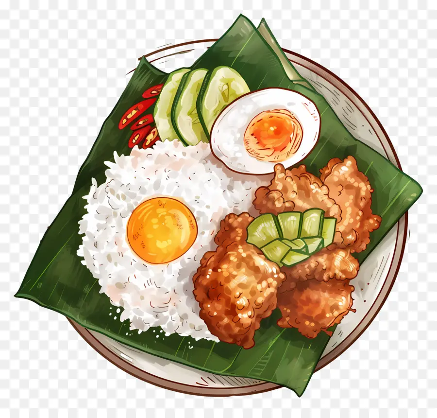 Nasi Lemak，Arroz E Ovo PNG