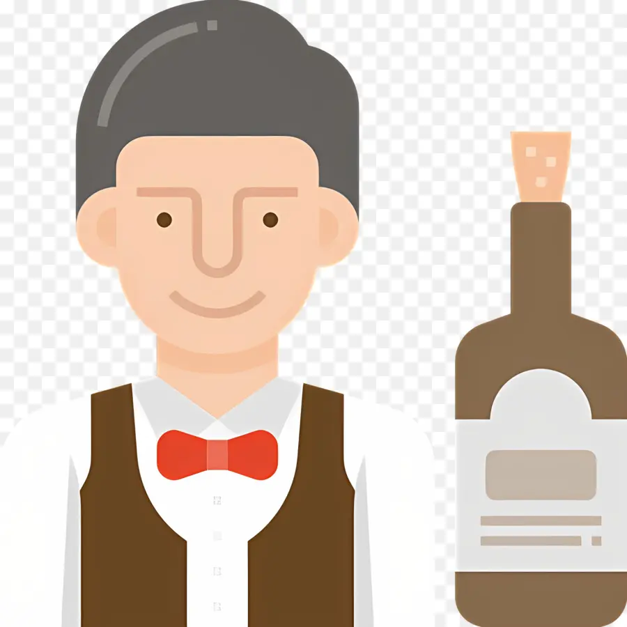 Barman，Barman Com Garrafa PNG