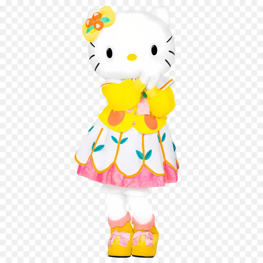 Olá Mimmy，Gato Branco Em Vestido Floral PNG