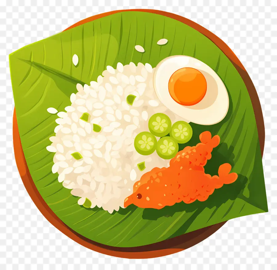 Nasi Goreng，Arroz E Frango Na Folha PNG