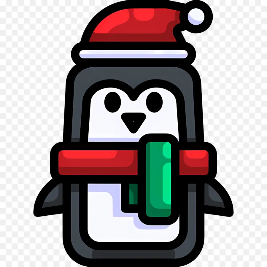 Pinguim De Natal，Pinguim Com Chapéu De Papai Noel PNG