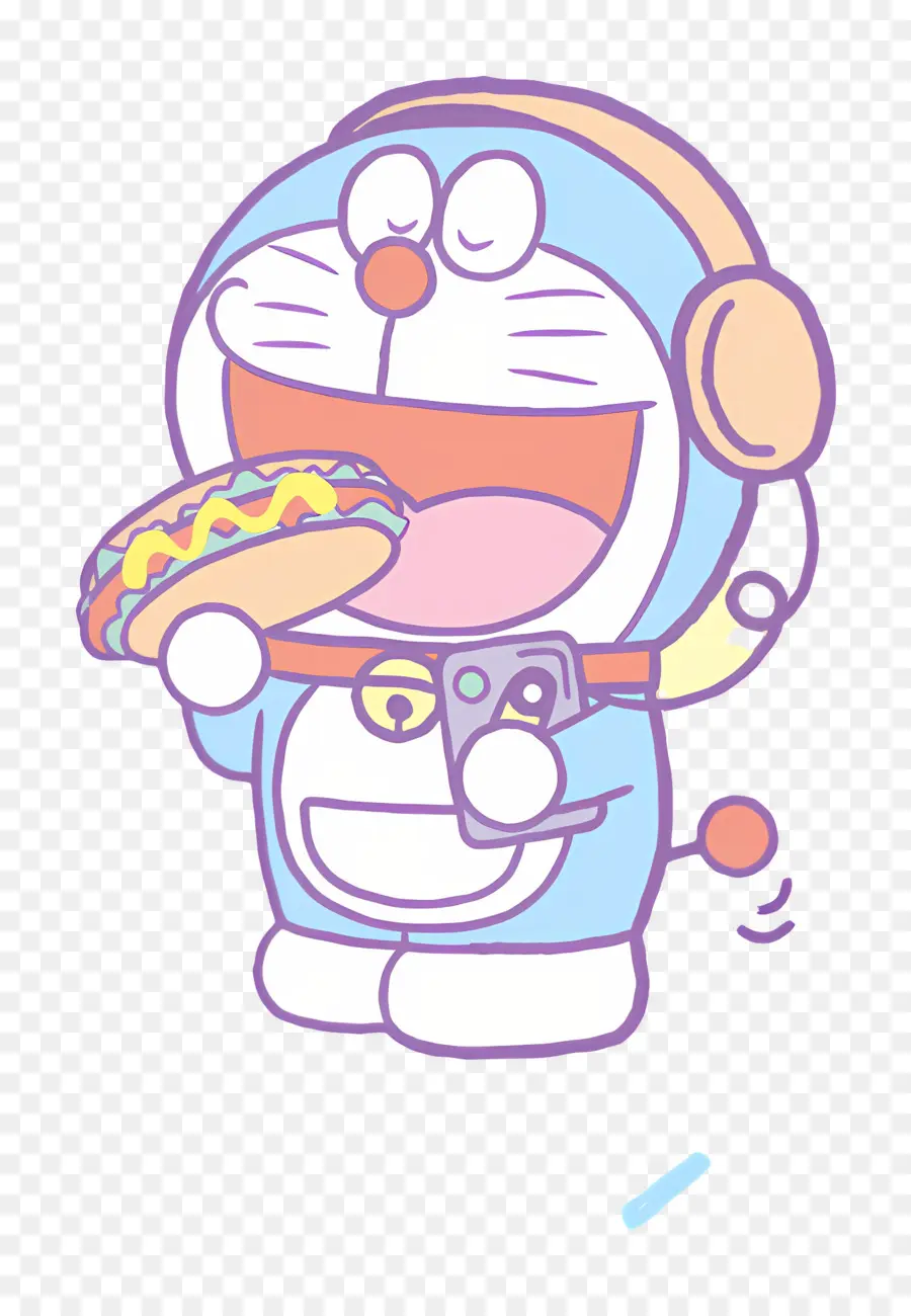 Doraemon，Personagem De Desenho Animado Com Comida PNG