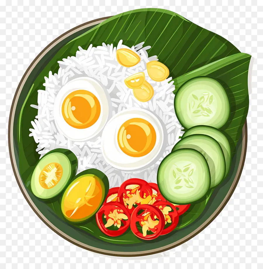 Nasi Lemak，Arroz E Ovo PNG