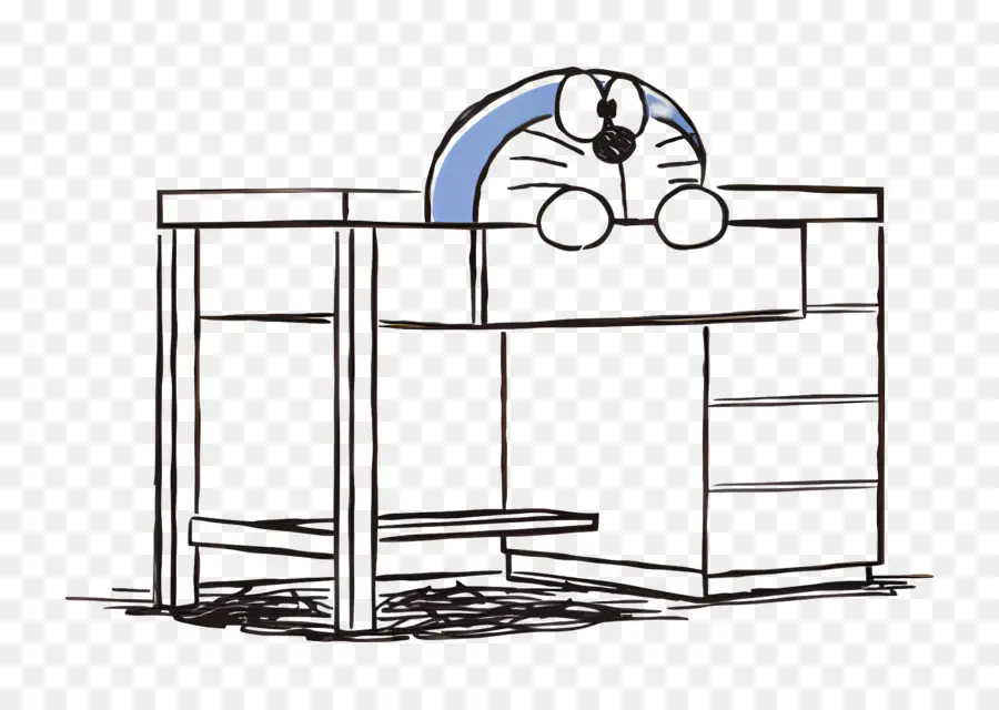 Doraemon，Personagem De Desenho Animado Na Mesa PNG