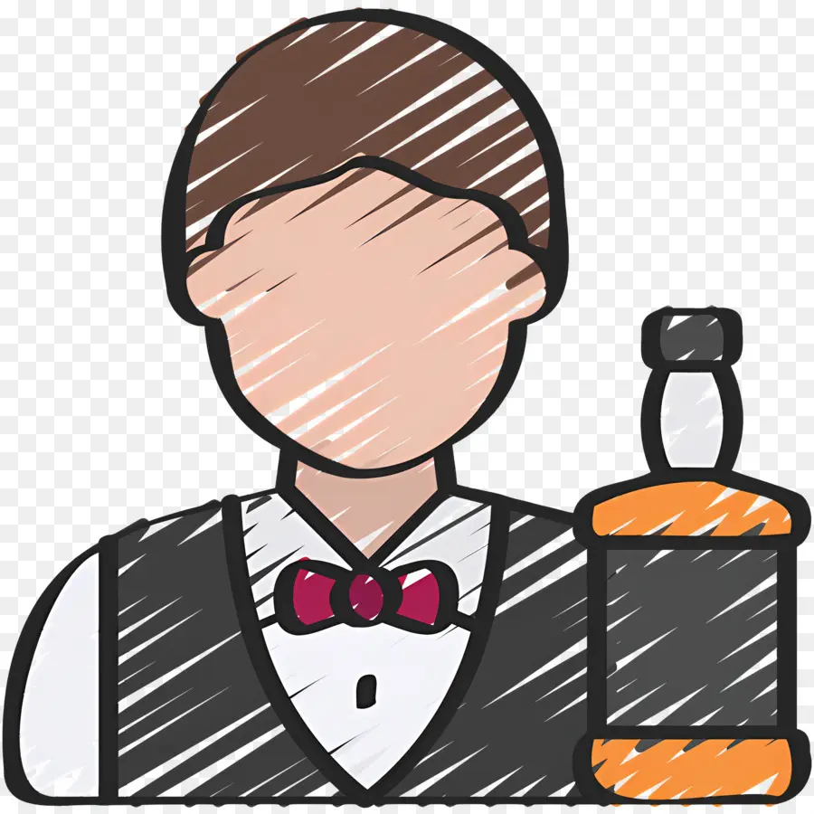 Barman，Barman Com Garrafa PNG