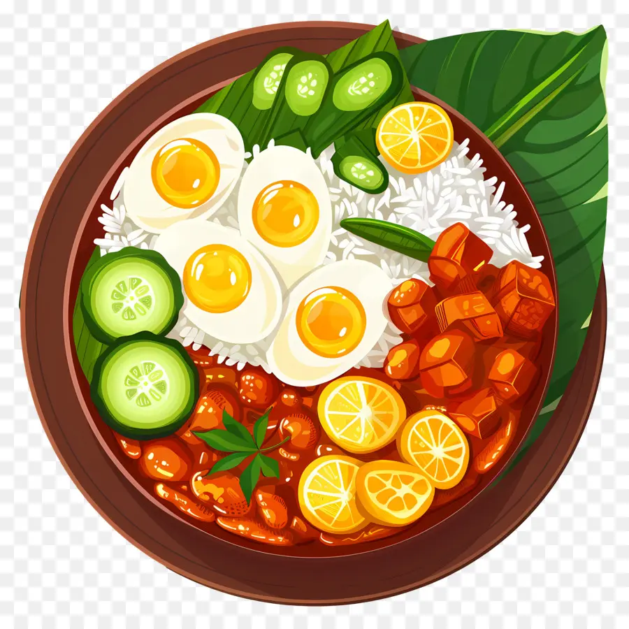 Nasi Lemak，Arroz E Caril PNG