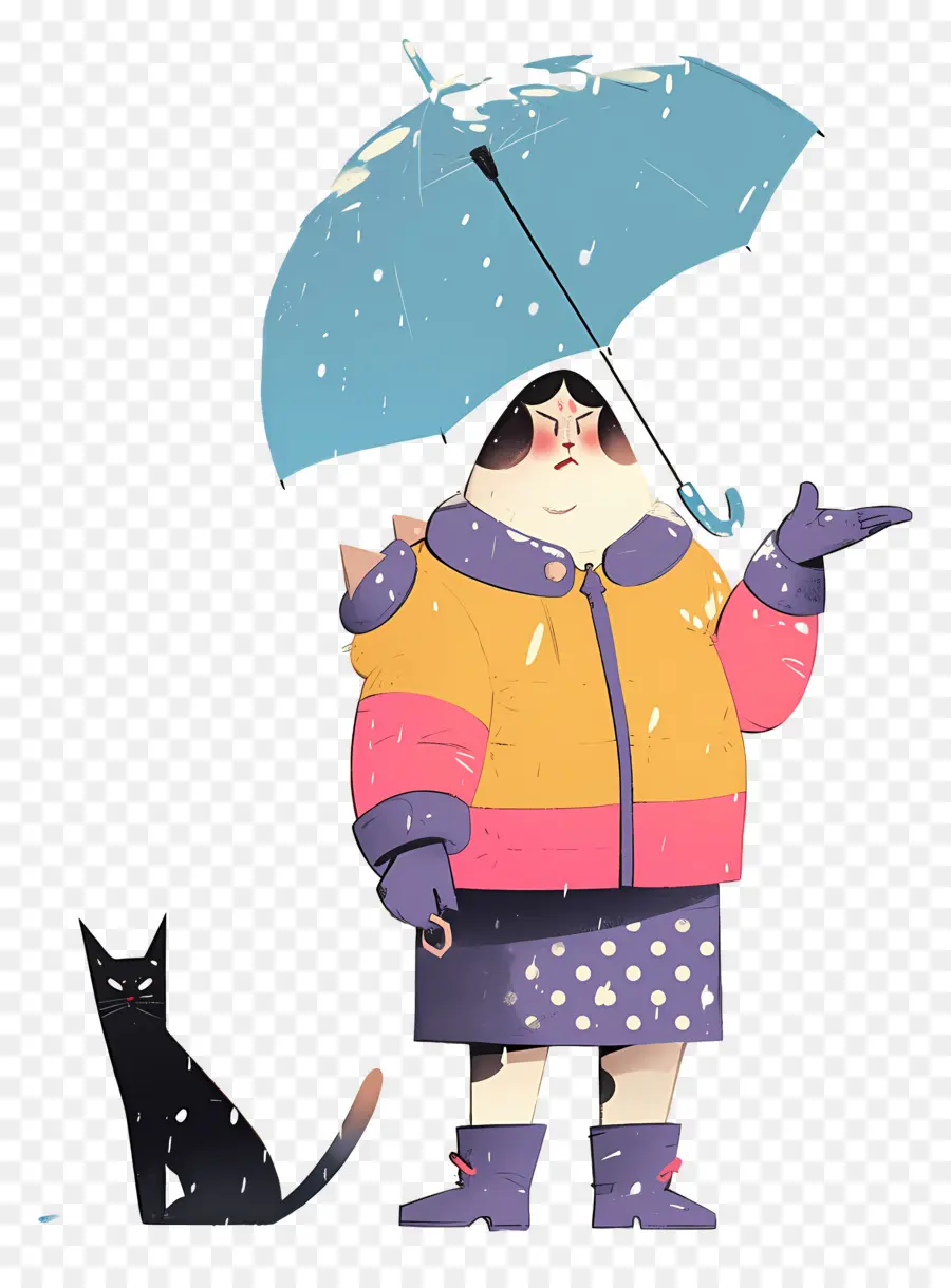 Gato De Anime，Gato Com Guarda Chuva Rosa PNG