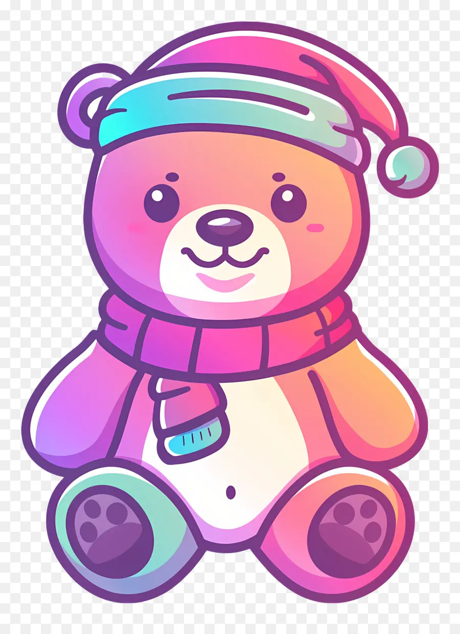 Urso De Natal，Urso Com Chapéu E Lenço PNG