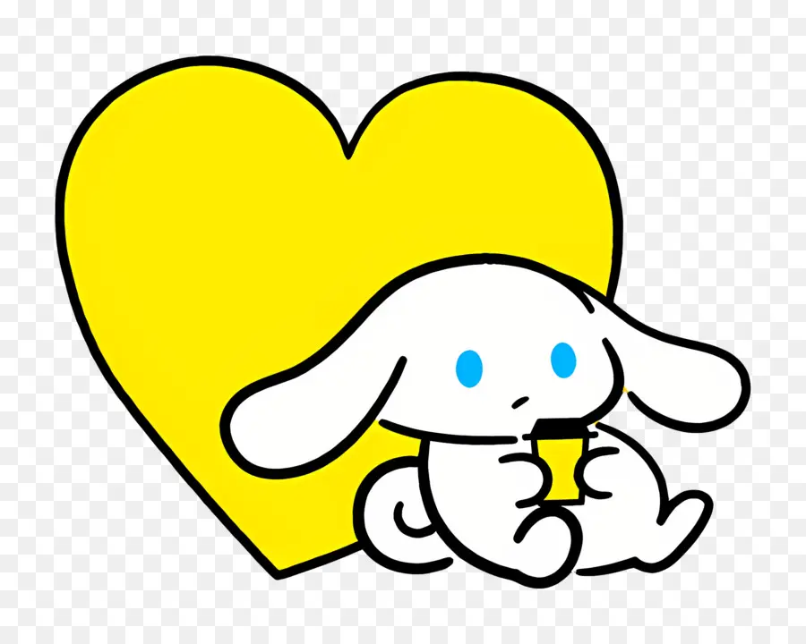 Cinnamorol，Personagem Branco Com Coração Amarelo PNG