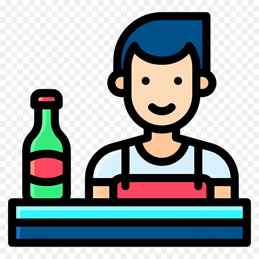 Barman，Barman Com Garrafa PNG