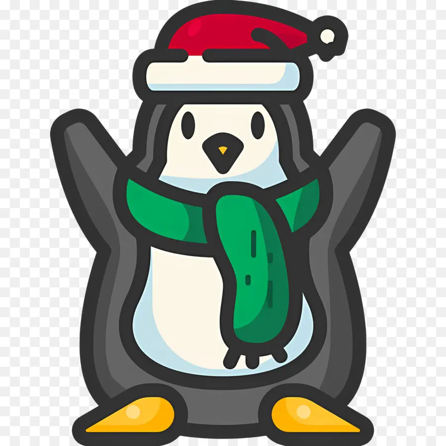 Pinguim De Natal，Pinguim Com Chapéu De Papai Noel PNG