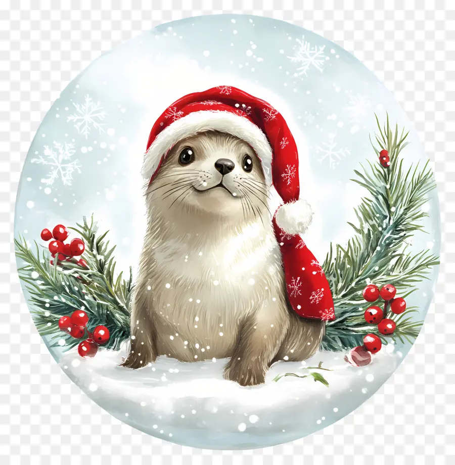 Selo De Natal，Foca Na Neve PNG