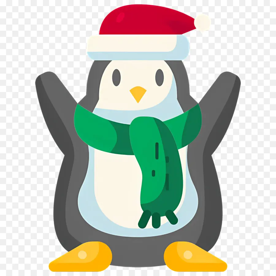 Pinguim De Natal，Pinguim Com Chapéu De Papai Noel PNG