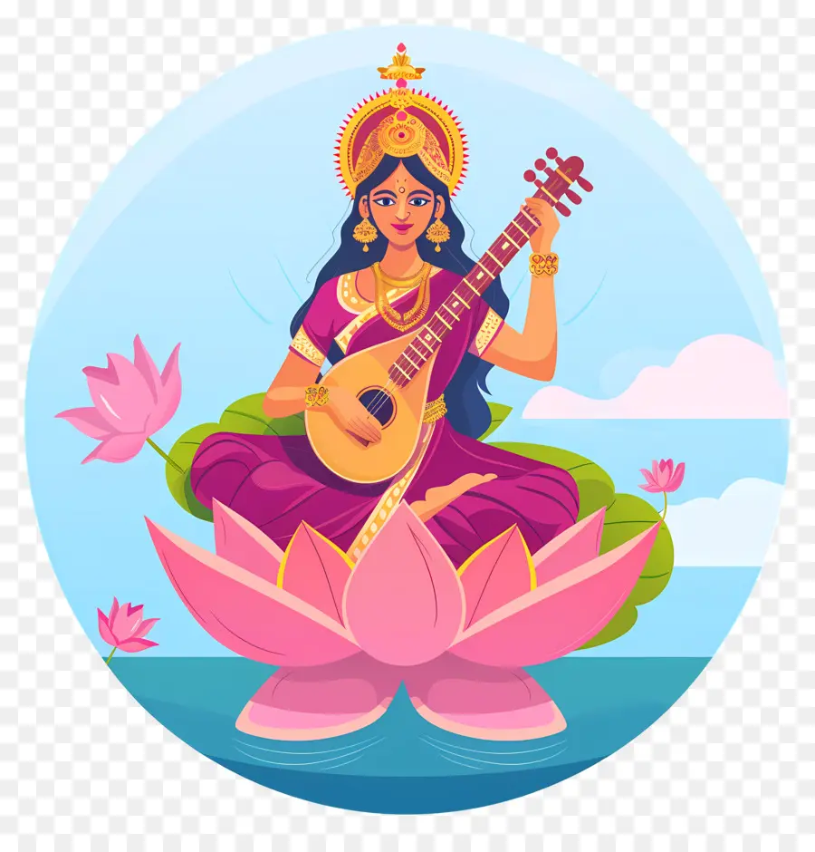 Vasant Panchami，Deusa Sarasvati PNG