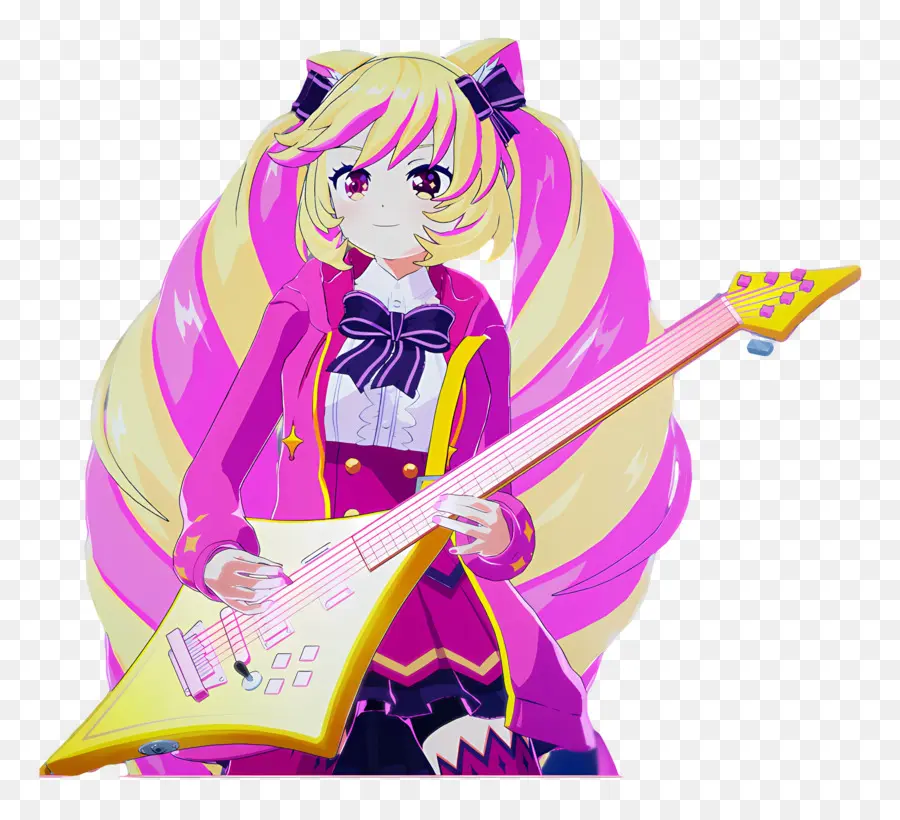 Mashimahimeko，Garota Anime Com Guitarra PNG