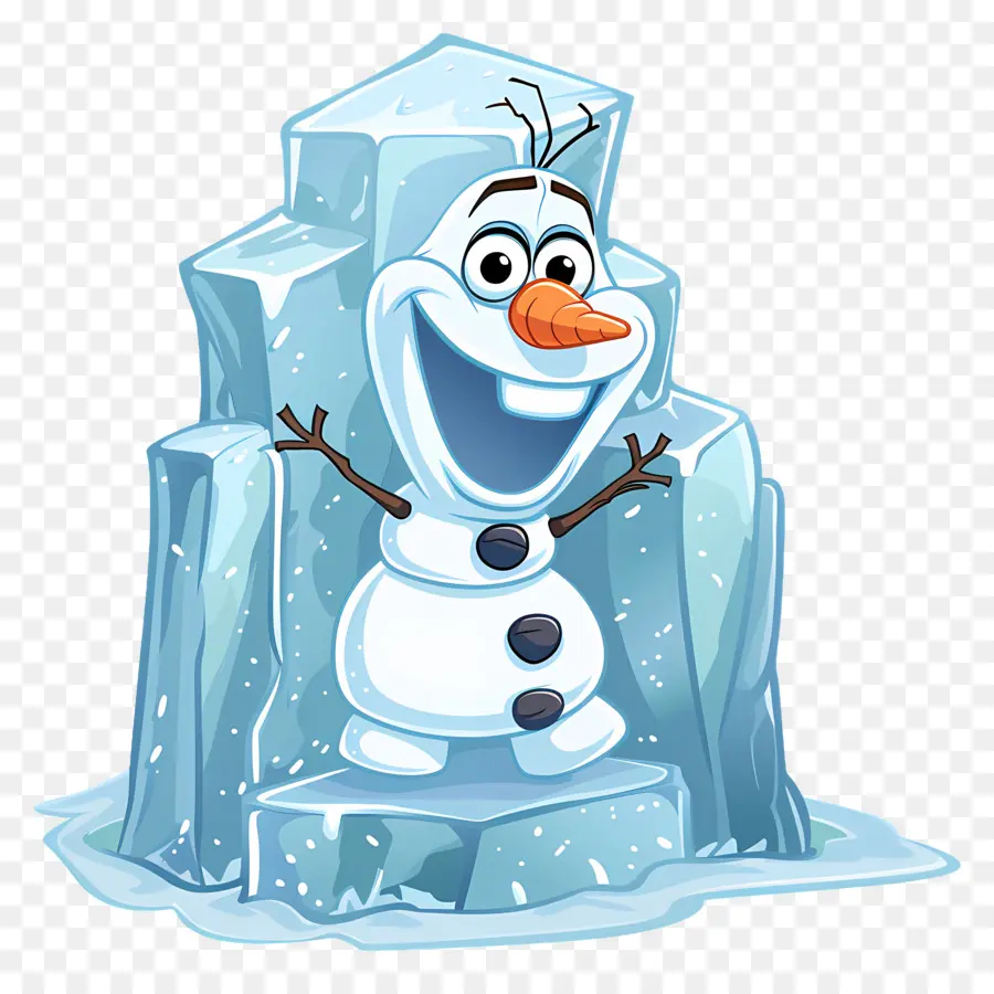 Olaf Congelado，Boneco De Neve No Bloco De Gelo PNG