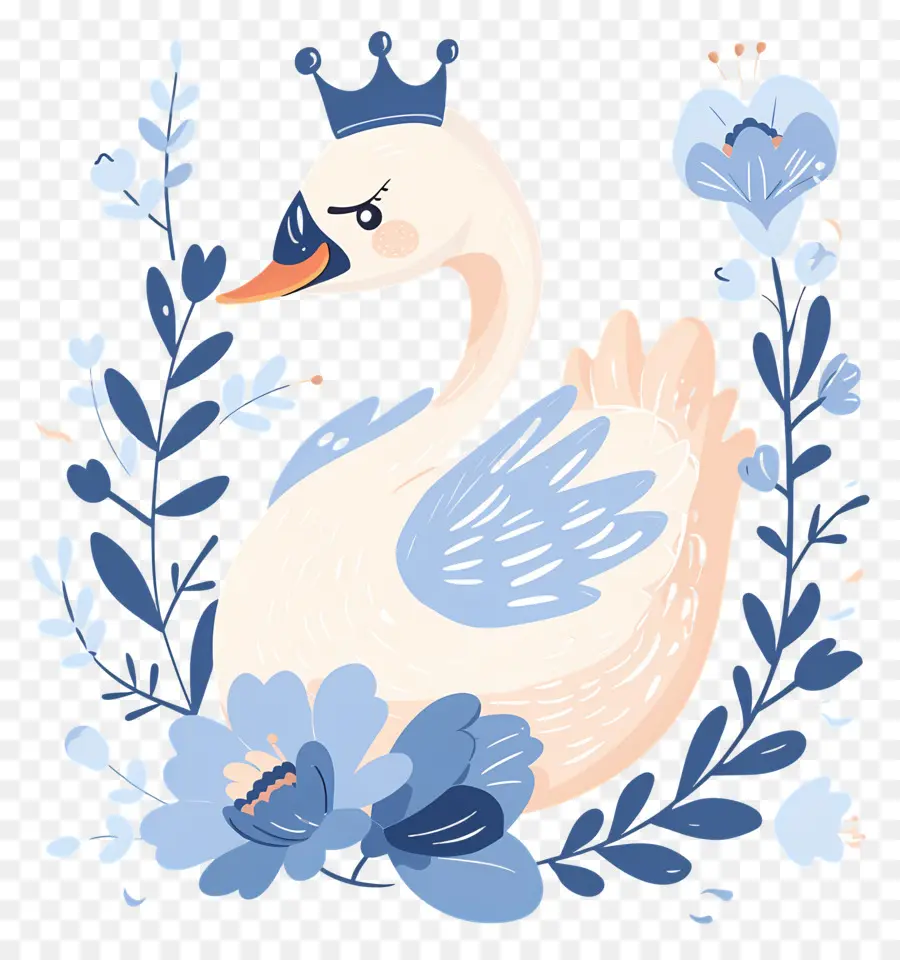 Cisne Fofo，Cisne Com Coroa PNG