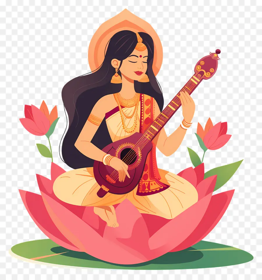 Vasant Panchami，Deusa Sarasvati PNG