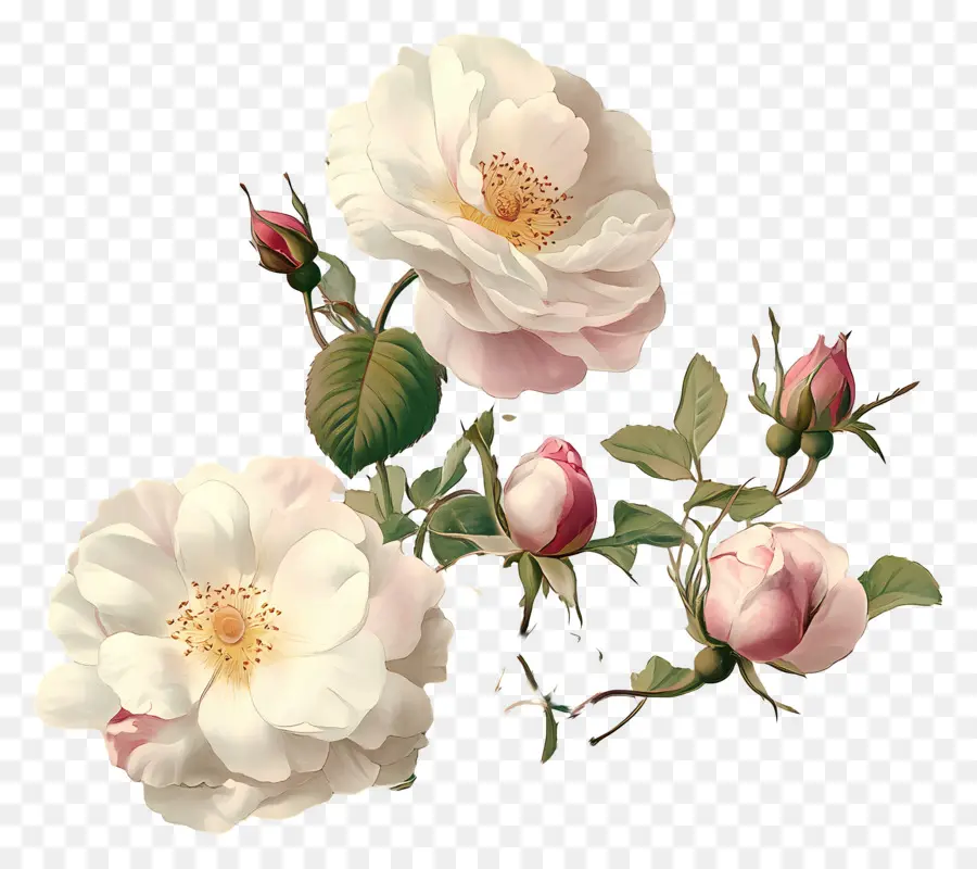 Fundo De Flor，Flores Rosa E Brancas PNG