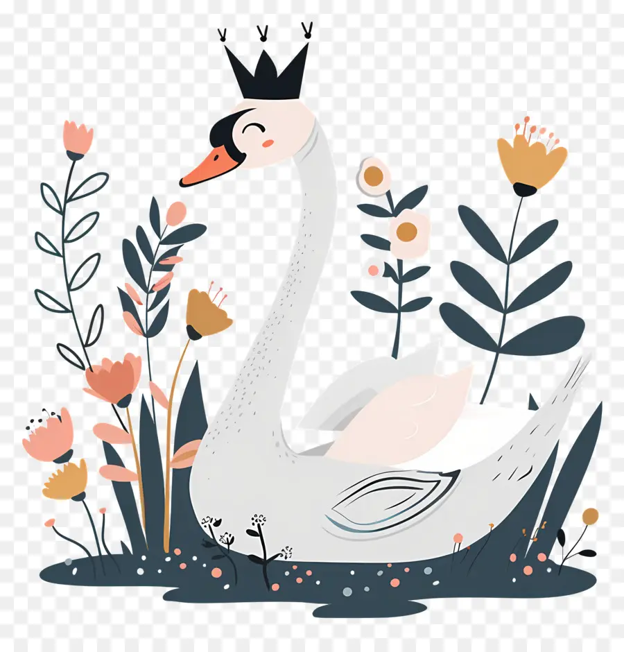 Cisne Branco，Ilustra O De Cisne Coroado PNG