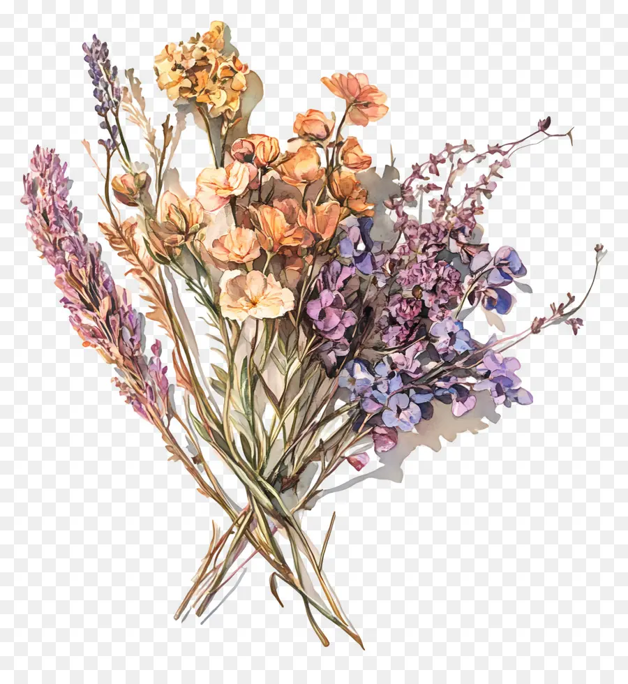 Arte Com Flores Secas，Ramo De Flores Secas PNG