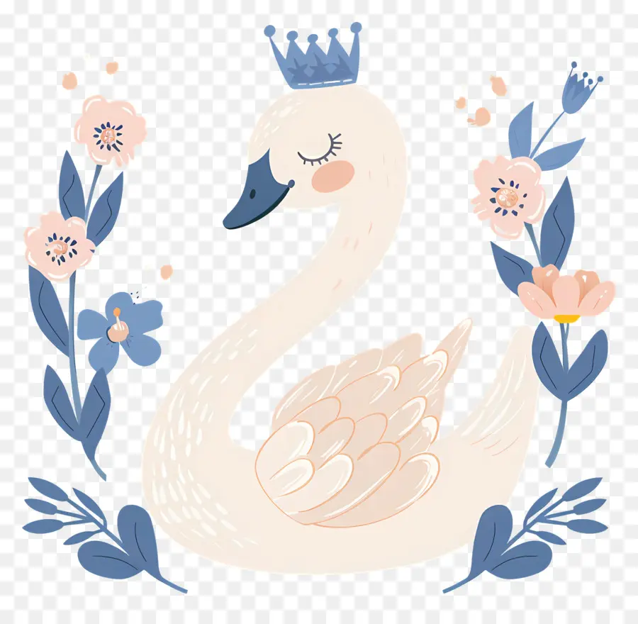 Cisne Fofo，Cisne Com Coroa PNG