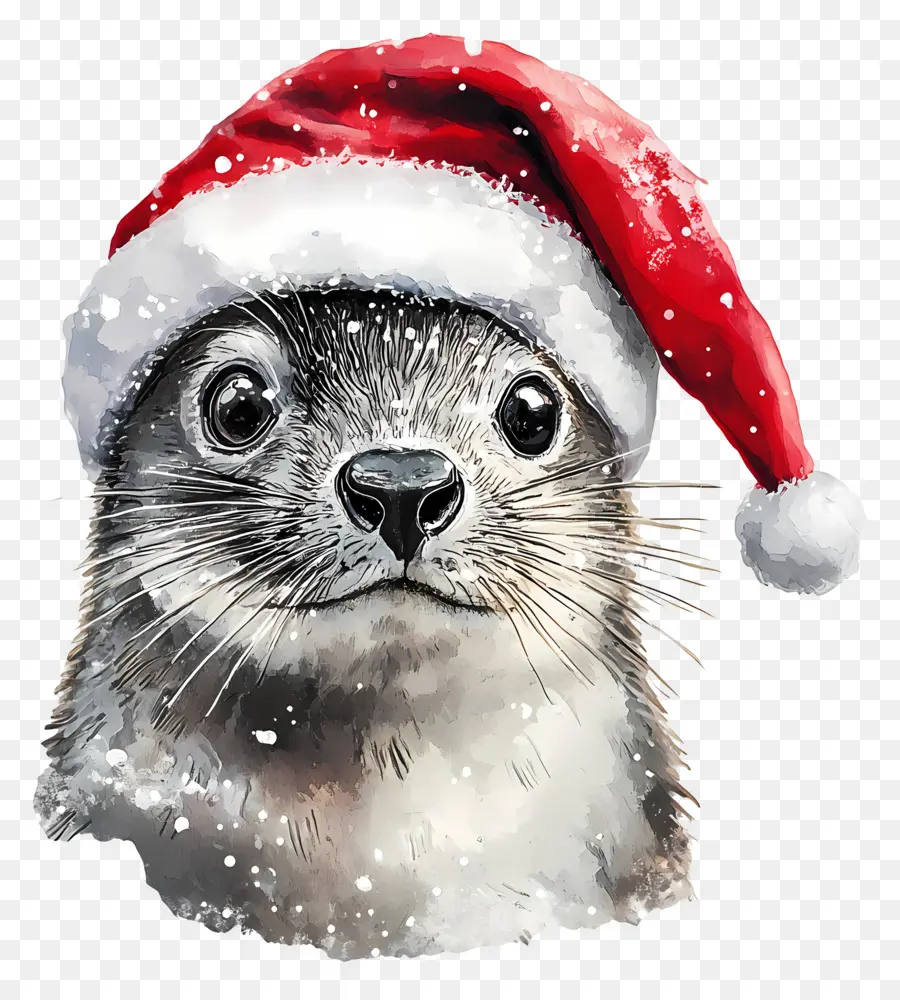 Selo De Natal，Selo Com Chapéu De Papai Noel PNG