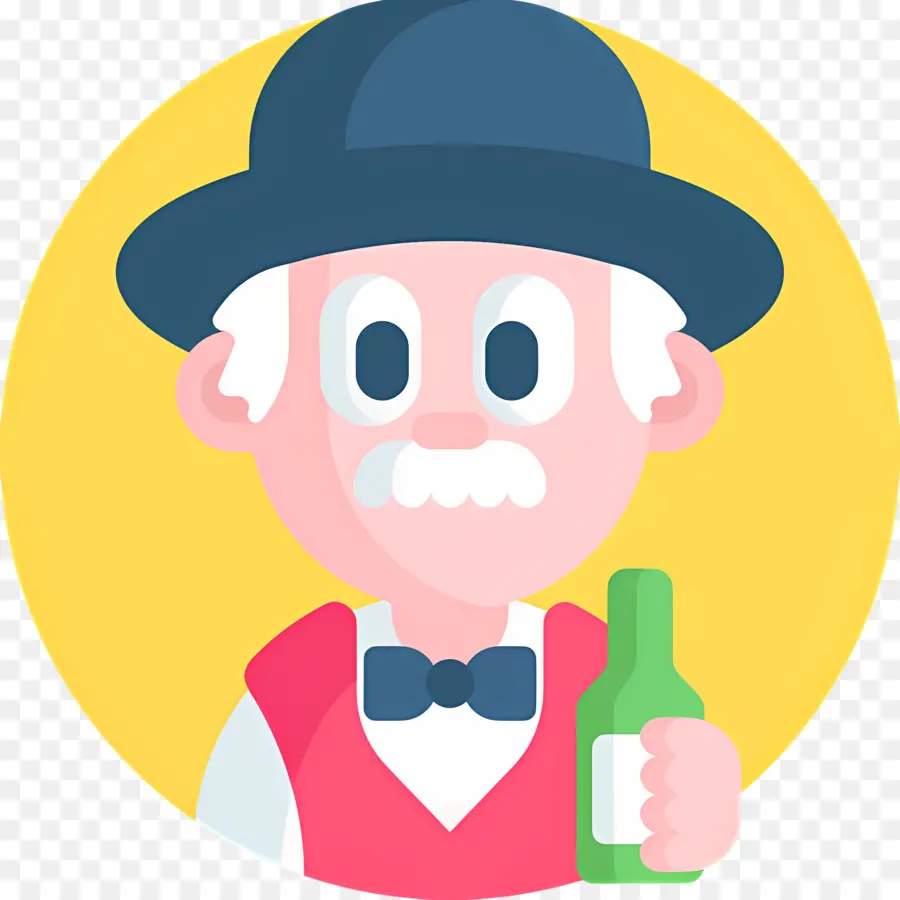 Barman，Velho Com Garrafa PNG