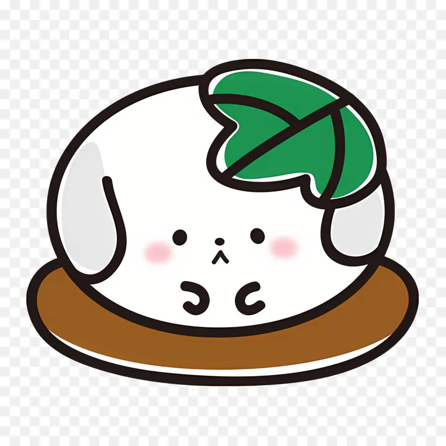 Kashiwankomochi，Cachorro Branco Com Folha PNG