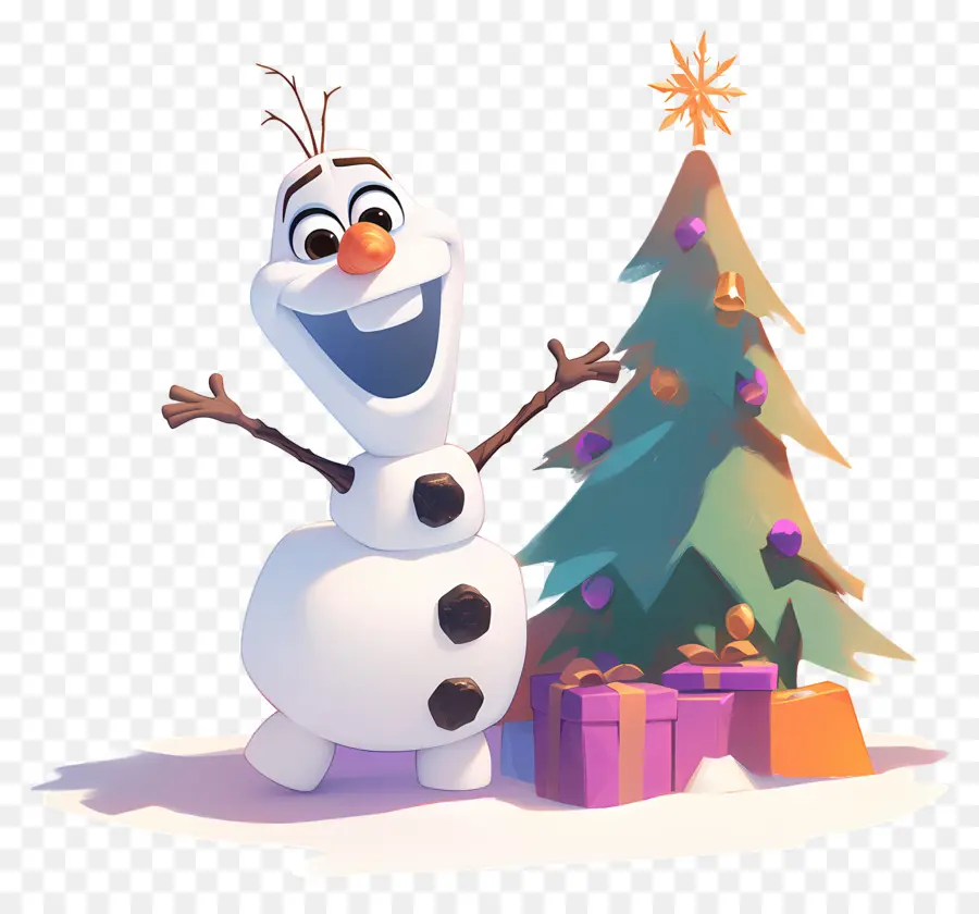 Olaf Congelado，Boneco De Neve Com árvore De Natal PNG