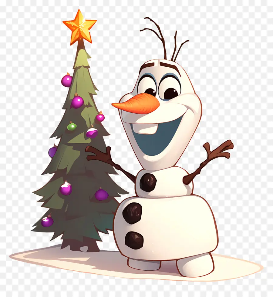 Olaf Congelado，Boneco De Neve Com árvore De Natal PNG