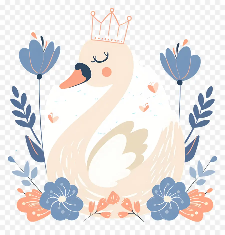 Cisne Fofo，Cisne Com Coroa PNG