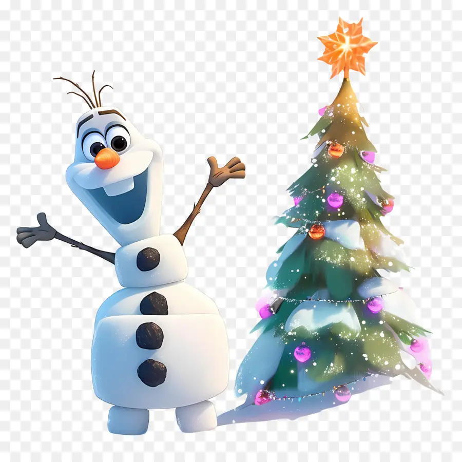 Olaf Congelado，Boneco De Neve Com árvore De Natal PNG