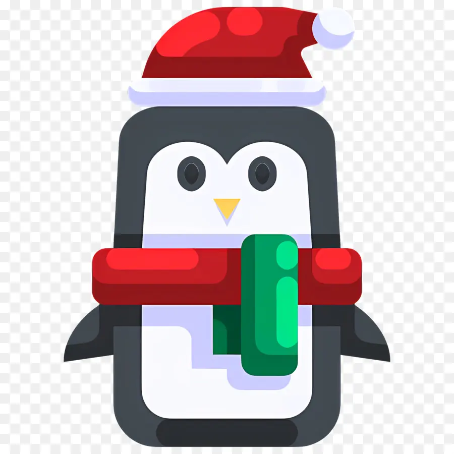 Pinguim De Natal，Pinguim Com Chapéu De Papai Noel PNG