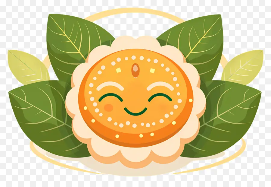 Peda，Laranja Sorridente Nas Folhas PNG