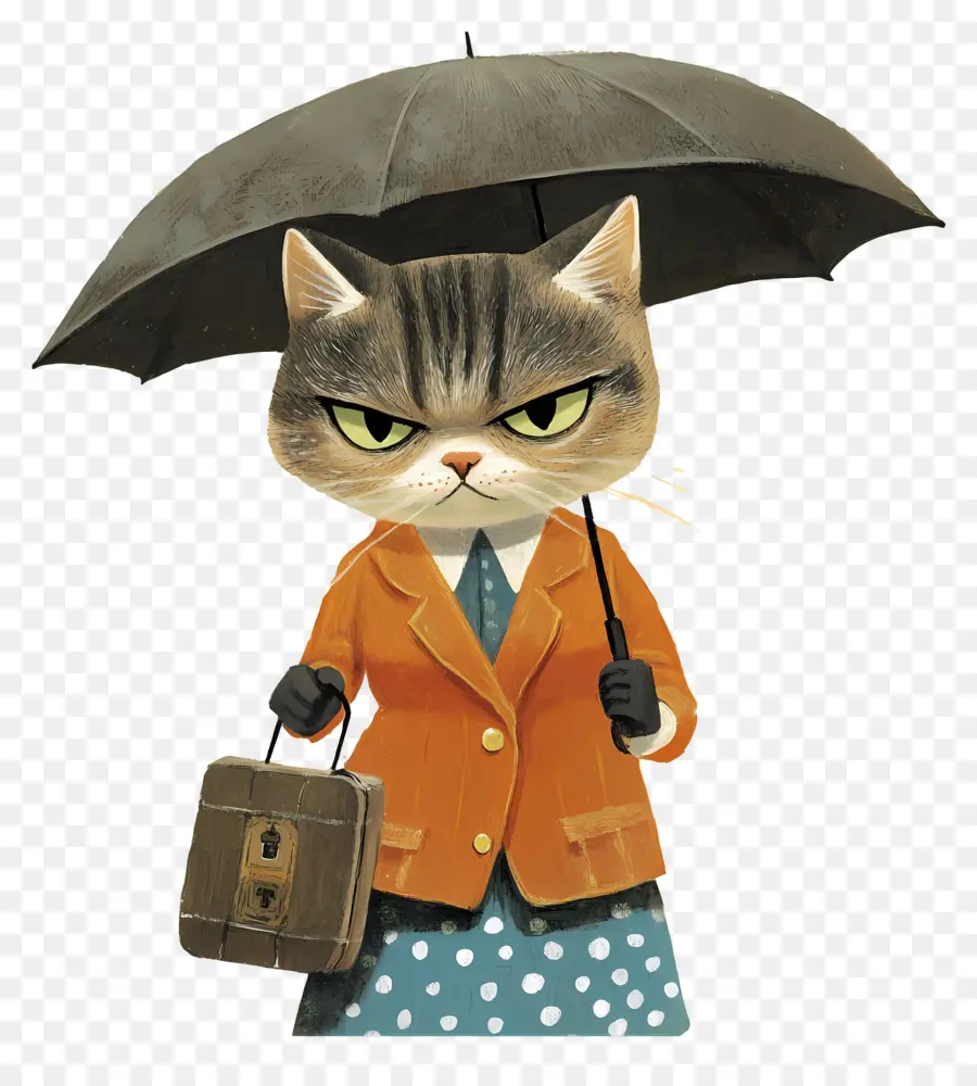 Gato De Anime，Gato Com Guarda Chuva PNG