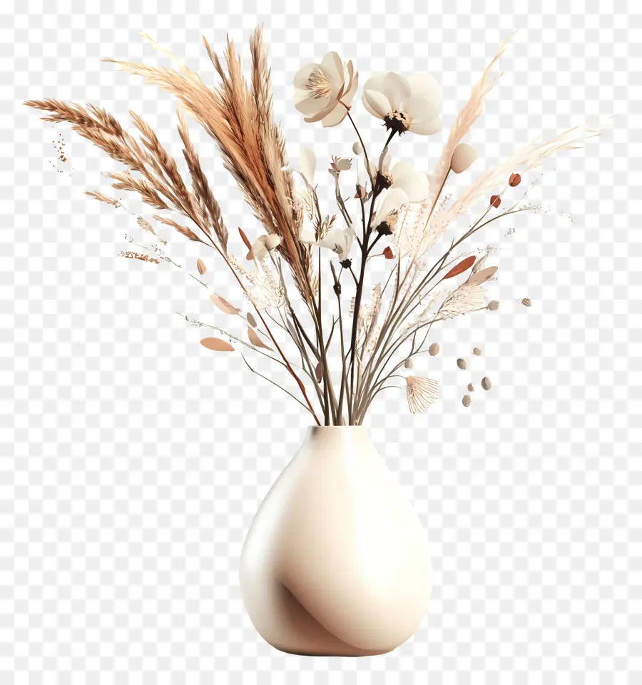 Arte Com Flores Secas，Arranjo De Flores Secas Em Vaso PNG