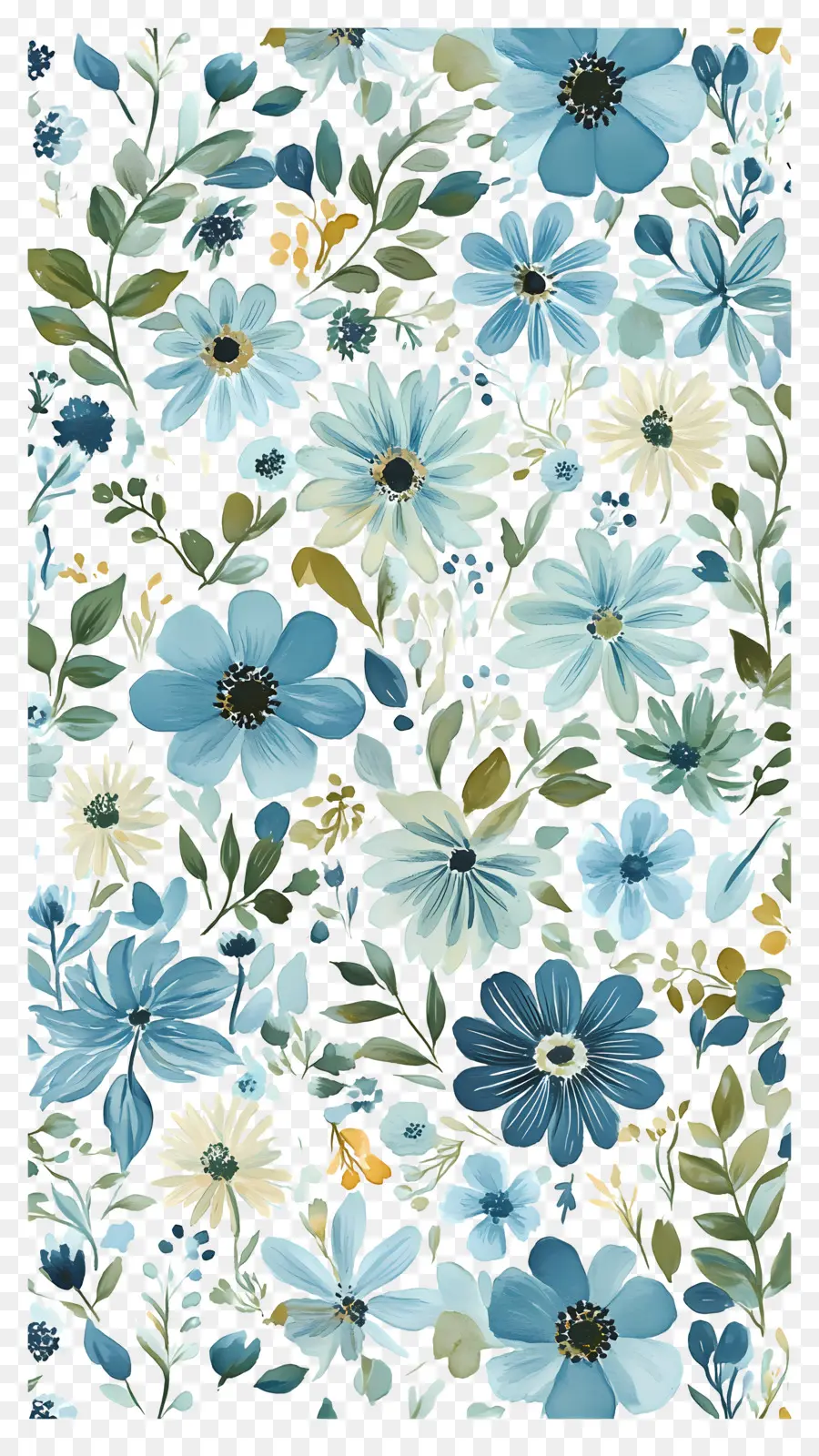 Fundo De Flor，Padrão Floral Azul PNG