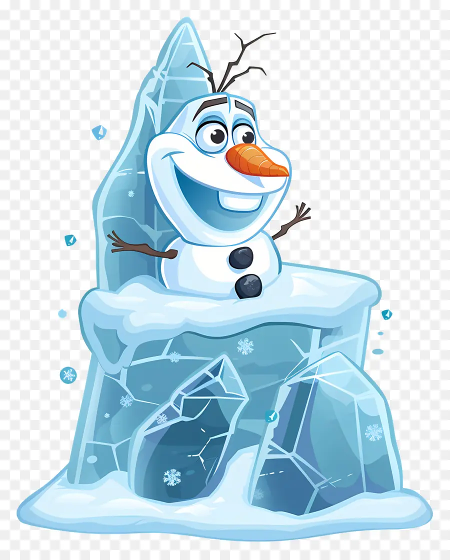 Olaf Congelado，Boneco De Neve No Bloco De Gelo PNG