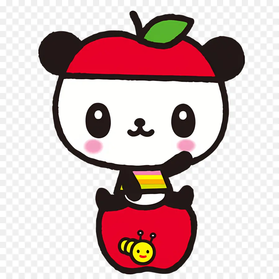 Pandapple，Panda Com Chapéu De Maçã PNG