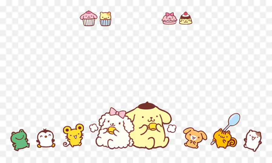 Pompompurina，Animais Fofos Com Cupcakes PNG