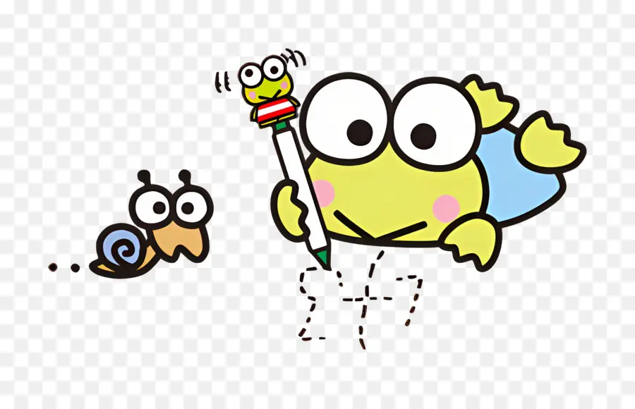 Keroppi，Sapo Com Lápis PNG