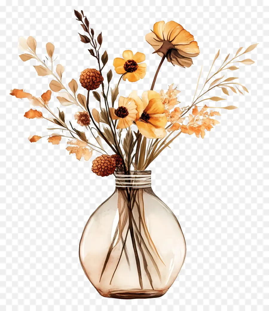 Arte Com Flores Secas，Flores Em Vaso PNG