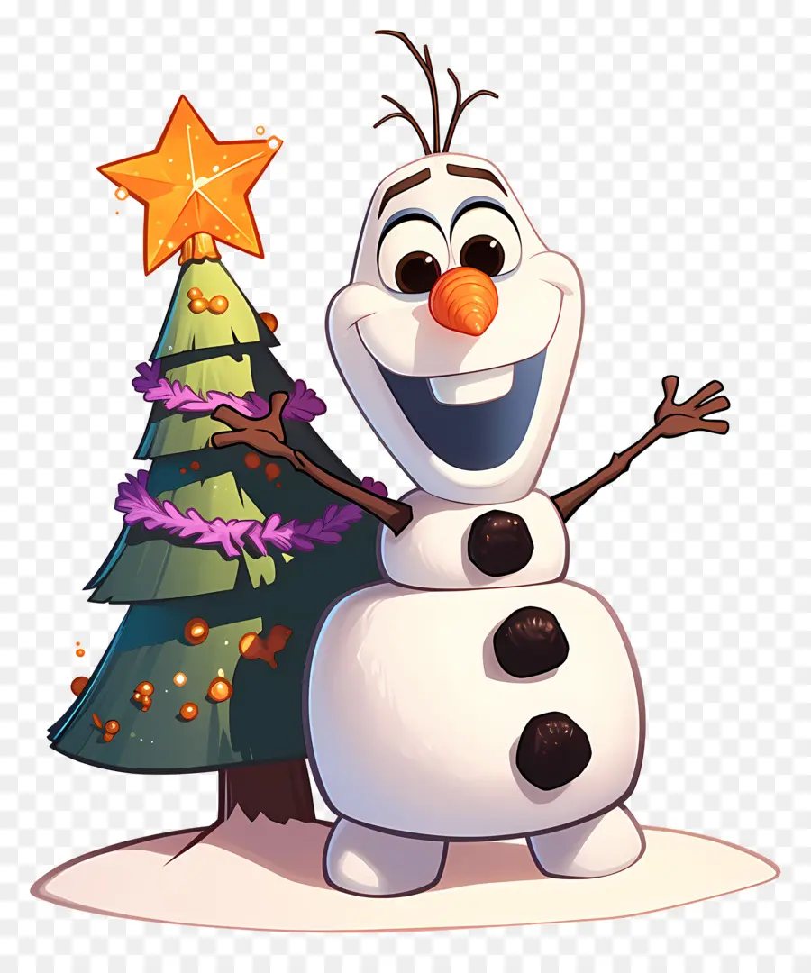 Olaf Congelado，Boneco De Neve Com árvore De Natal PNG