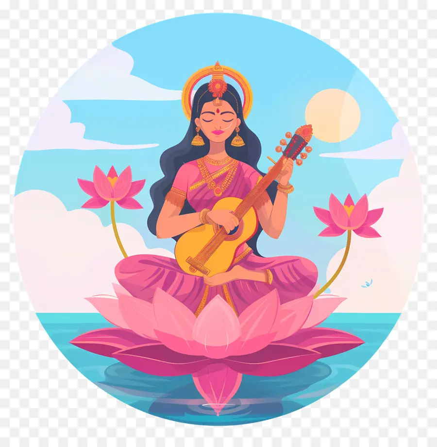 Vasant Panchami，Deusa Sarasvati PNG