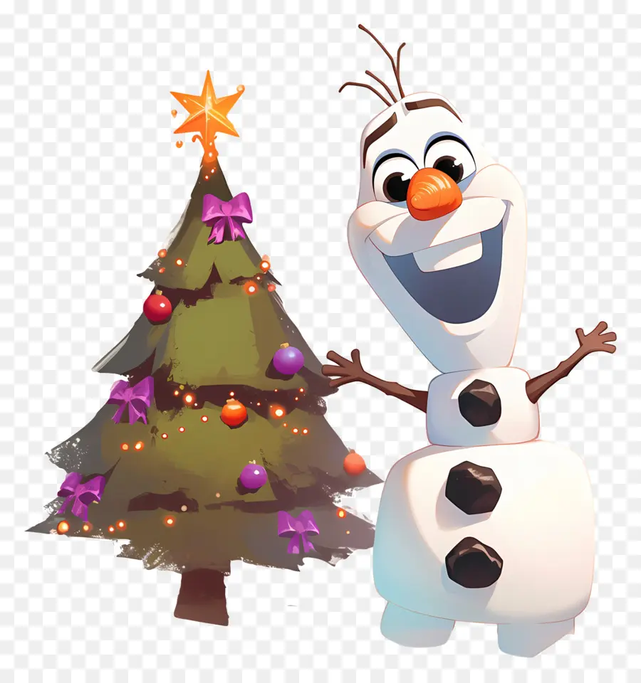 Olaf Congelado，Boneco De Neve Com árvore De Natal PNG