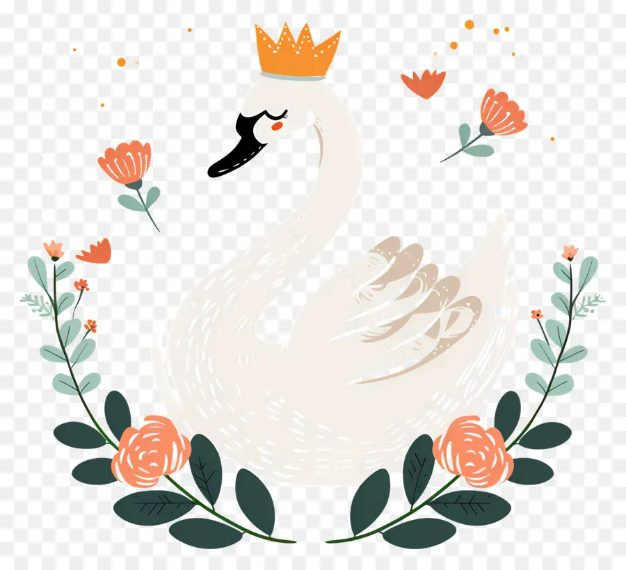 Cisne Branco，Cisne Com Coroa PNG